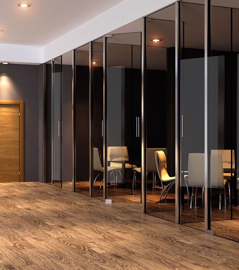 Custom office glass installation by Illusions.